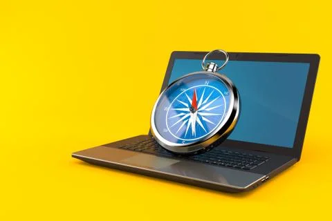 Compass with laptop Stock Illustration
