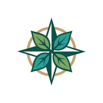Compass Leaf Logo Design for Nature and Travel Business Brand Stockillustratie