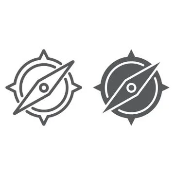 Compass line and glyph icon, travel and tourism, map sign vector graphics, a イラスト素材