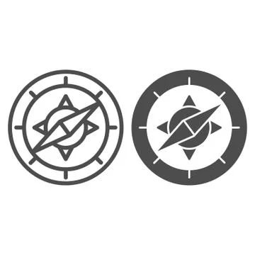 Compass line and solid icon, Navigation concept, Navigator on white background 스톡 일러스트