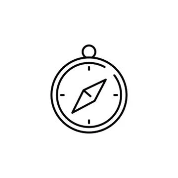 Compass line icon with arrow on white background. Stock Illustration