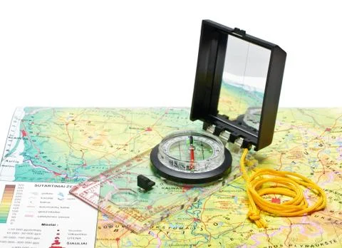 Compass on the Lithuania map isolated Stock Photos