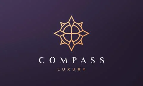 Compass logo concept with modern and luxury style with gold color Stock Illustration