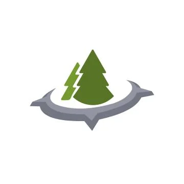 Compass logo design template, adventure camp outdoor, college. Trekking Stock Illustration