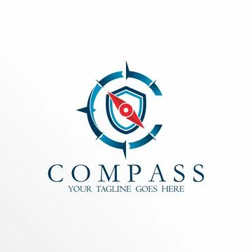 Compass logo free vector stock. Shield or guard abstract design concept. Illustrazione stock