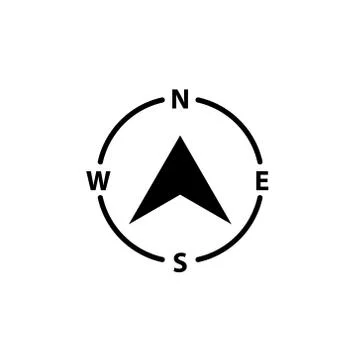 Compass logo icon. North vector arrow orienteering compass map gps navigator Stock Illustration