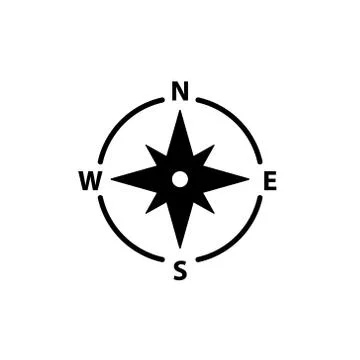 Compass logo icon. North vector arrow orienteering compass map gps navigator Stock Illustration
