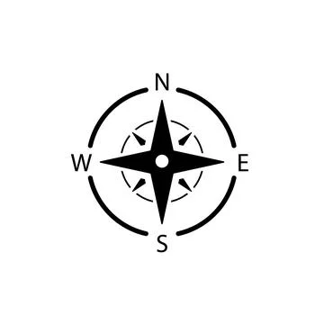 Compass logo icon. North vector arrow orienteering compass map gps navigator Stock Illustration
