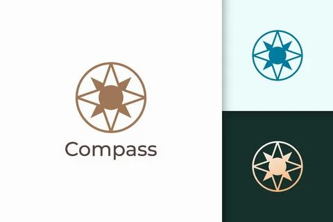 Compass logo in modern shape represent travel or adventure Illustrazione stock
