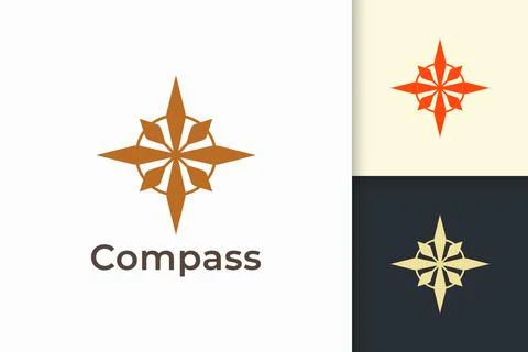 Compass logo in modern shape represent adventure and survival Stock Illustration