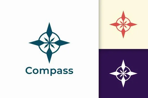 Compass logo in modern shape represent adventure and survival Stock Illustration