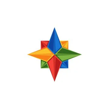 Compass logo Rose of the wind emblem, directions of parts of the world touris Stock Illustration