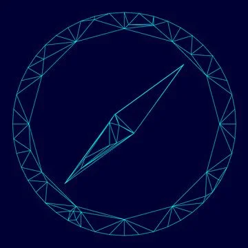 Compass low poly triangulation triangulated polygonal electric cyan blue vibr Ilustración de archivo