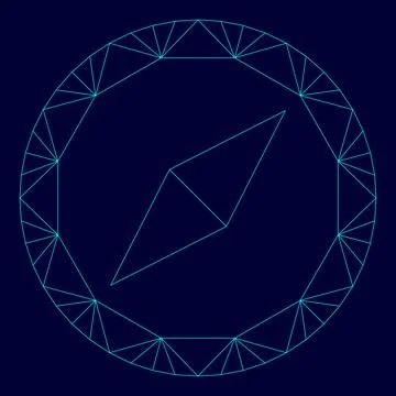 Compass low poly triangulation triangulated polygonal electric cyan blue vi.. Stock Illustration