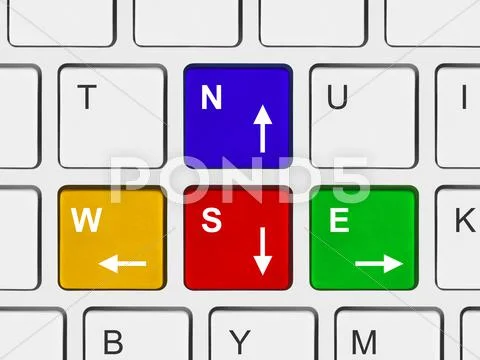 Compass made of arrow keys Stock Photos
