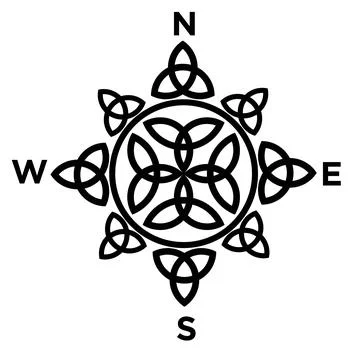 Compass made with Emblems of Kuzumak black and white tattoo or vector illustrati Stock Illustration