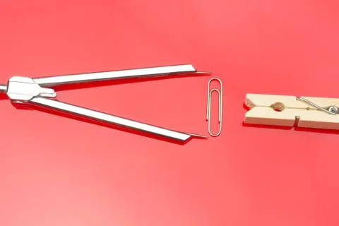 Compass to make circles and take measurements on the planes Stock Photos