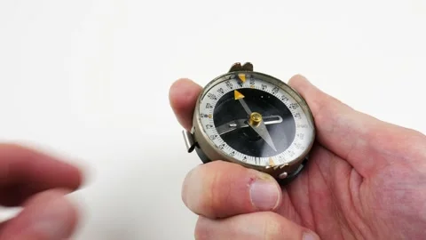 Compass in man's hand. Close up Stock Footage 105360510