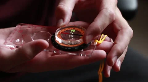 Compass in man's hands Stock Footage 63456427