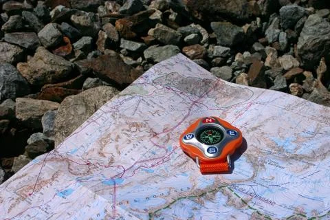 Compass on a Map - 1 Stock Photos