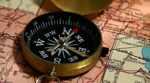 Compass in map 3 Stock Footage 10833620
