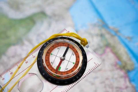 Compass on a map background. Foto stock