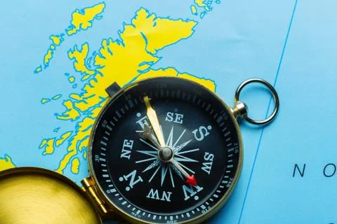 Compass on map background travel Stock Photos