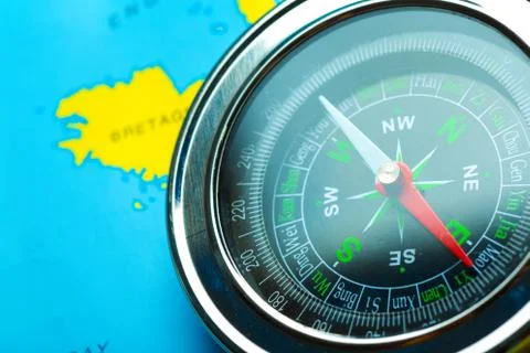 Compass on map background travel Stock Photos