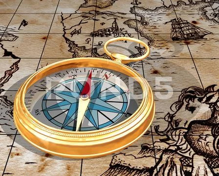 Compass on map Stock Illustration