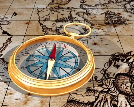 Compass on map Stock Illustration