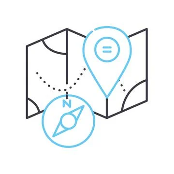 Compass map line icon, outline symbol, vector illustration, concept sign イラスト素材
