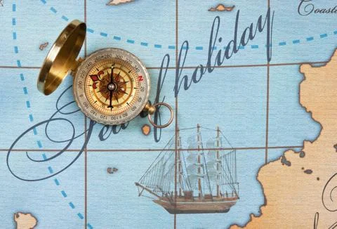 Compass on map Stock Photos