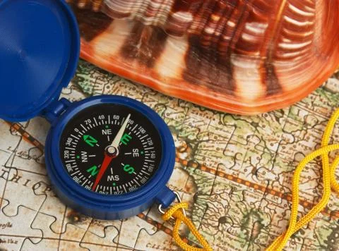 Compass on a map Stock Photos