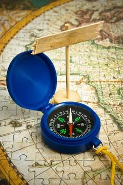 Compass on map Foto stock