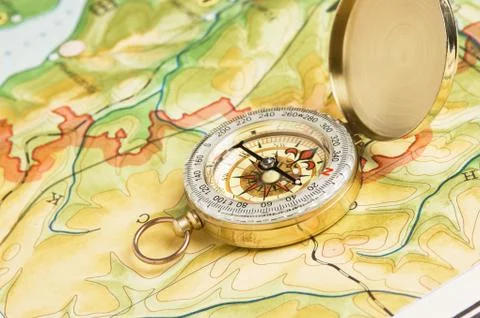 Compass on a map Foto stock