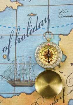 Compass on map Stock Photos