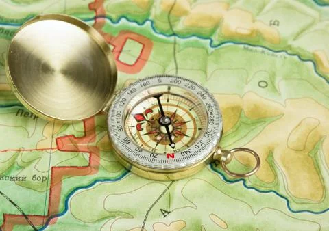 Compass on a map Stock Photos