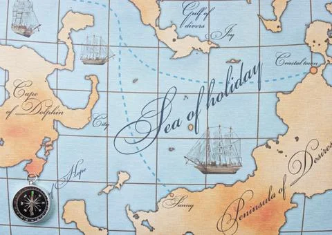 Compass on map Stock-Fotos