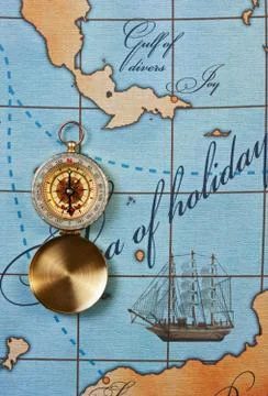 Compass on map 스톡 사진