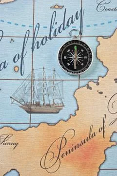 Compass on map Stock Photos