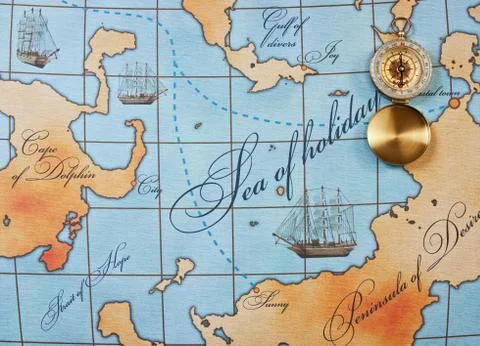 Compass on map Stock Photos