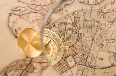 Compass with map Фото