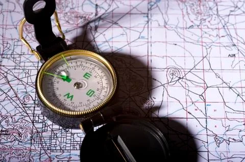 Compass on a map Stock Photos