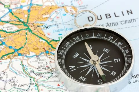 Compass on the map Stock Photos