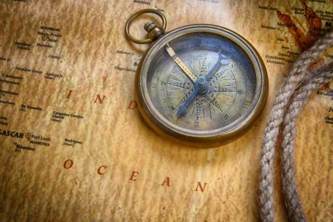 Compass on  map Stock Photos