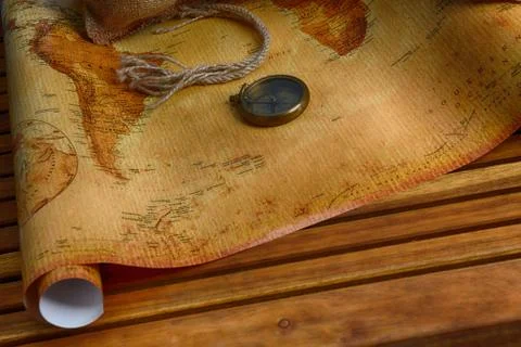 Compass on  map Stock Photos