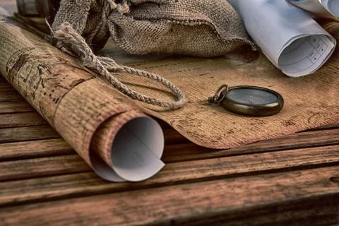 Compass on  map Stock Photos