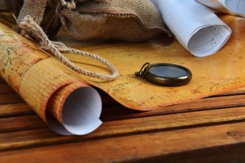 Compass on  map Stock Photos