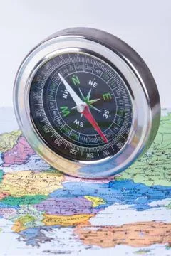 Compass on map Stock Photos