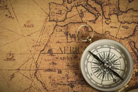 Compass on a map Stock Photos